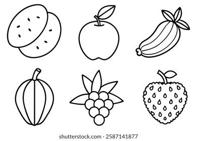 Pitch different types fruits icon