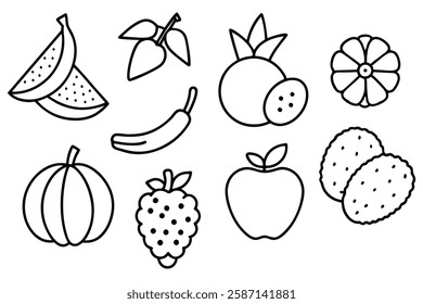 Pitch different types fruits icon