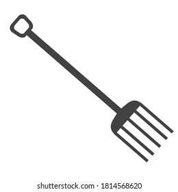 Pitch Fork Icon In Grey Color. Gardening Tool Silhouette Vector Isolated On White Background