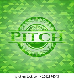 Pitch green emblem with triangle mosaic background
