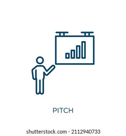 pitch icon. Thin linear pitch outline icon isolated on white background. Line vector pitch sign, symbol for web and mobile