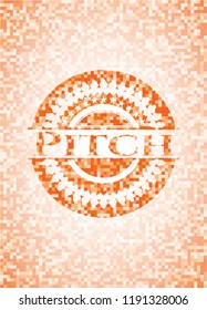 Pitch orange mosaic emblem with background