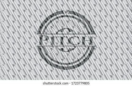 Pitch shiny silver badge. Scales pattern. Vector Illustration. Detailed. 