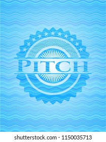 Pitch sky blue water badge background.