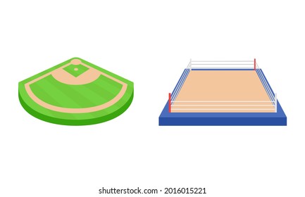 Pitch or Sports Ground as Outdoor Playing Area for Various Sport Vector Set