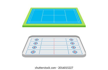 Pitch or Sports Ground as Outdoor Playing Area for Various Sport Vector Set