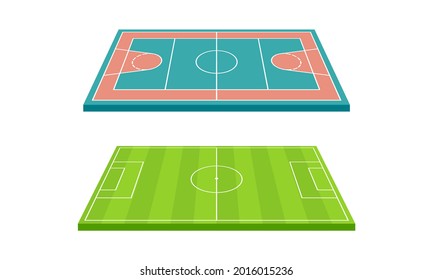 Pitch Or Sports Ground As Outdoor Playing Area For Various Sport Vector Set