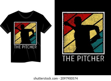 The pitcher baseball vintage t shirt design