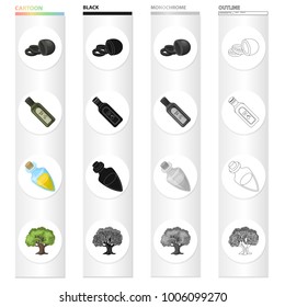 Pitcher, bottle, glass, and other web icon in cartoon style.Oil, olive, branch icons in set collection.