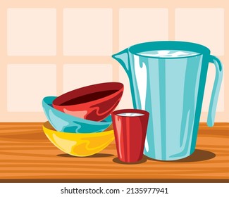 lanzador y cuenco con taza
