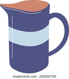 Pitcher for brewing coffee, isolated mug or cup with handle and nose for pouring. Kitchen appliances for cooking and preparing meal, making beverage drink. Kitchenware utensils. Vector in flat style