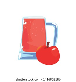 pitcher with fresh juice fruit