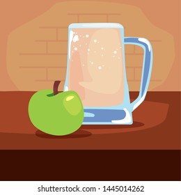 pitcher with fresh juice fruit