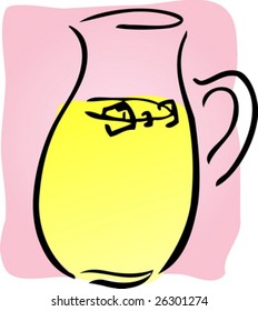 Pitcher of fresh lemonade, retro hand-drawn style