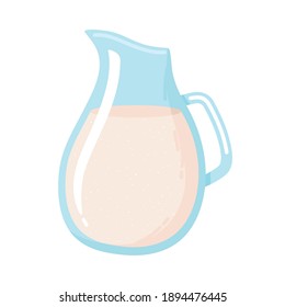 pitcher with fresh milk dairy product cartoon icon vector illustration