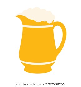 Pitcher of frothy beer, depicted in a simple cartoon style, perfect for serving drinks.