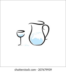 Pitcher and glass