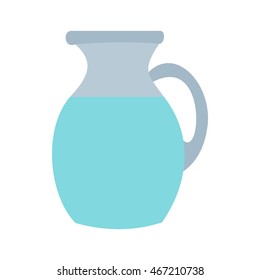 Pitcher and glass of milk icon in flat style on a white background