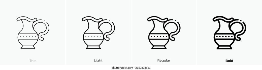 Pitcher-Symbol. Lineares Zeichen einzeln auf weißem Hintergrund. Vektorgrafik.
