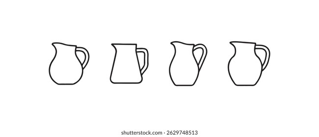 Pitcher icon set in outline style Vector