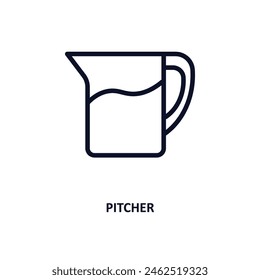 pitcher icon. Thin line pitcher icon from kitchen collection. Outline vector isolated on white background. Editable pitcher symbol can be used web and mobile