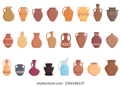 Pitcher icons set cartoon vector. Water coffee. Summer beverage