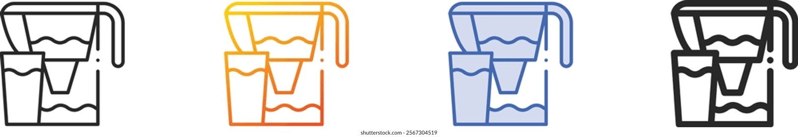 pitcher icon.Thin Linear, Gradient, Blue Stroke and bold Style Design Isolated On White Background