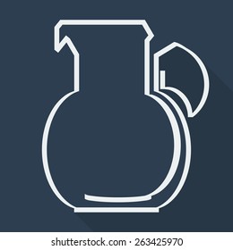 Pitcher, Jug, Glass Container for Juice or Water From the Lines with Shadow.Vector illustration