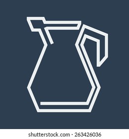 Pitcher, Jug, Glass Container for Juice or Water From the Lines.Vector illustration
