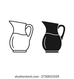 Pitcher and jug icons in outline and solid silhouette style