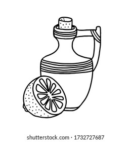A pitcher of lemon is isolated on a white background. A vessel that looks like a scribbled bottle. Vector illustration
