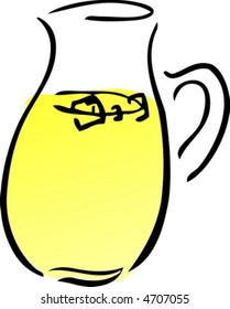 A pitcher of lemonade. Retro hand-drawn lineart illustration