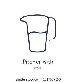 pitcher with levels icon from tools and utensils outline collection. Thin line pitcher with levels icon isolated on white background.