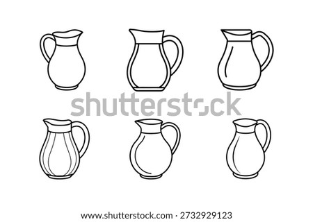 pitcher line art vector illustration outline isolated