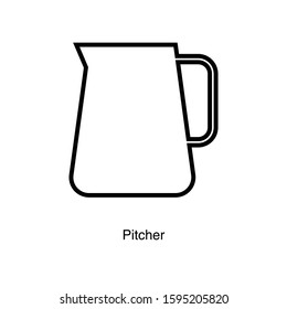 Pitcher linear icon vector on white background. Black icon illustration