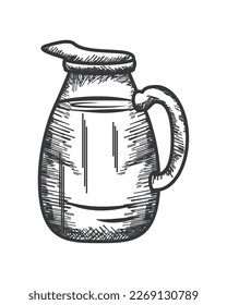 pitcher with milk icon isolated