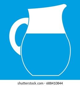 Pitcher of milk icon white isolated on blue background vector illustration