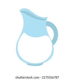 Pitcher of milk on white background in style of flat. Vector isolated image for use in web design