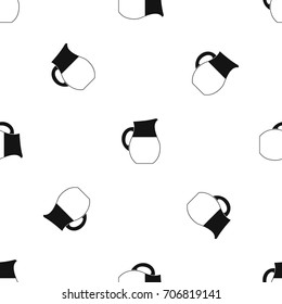 Pitcher of milk pattern repeat seamless in black color for any design. Vector geometric illustration