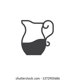 Pitcher with milk vector icon. filled flat sign for mobile concept and web design. Milk glass jug glyph icon. Symbol, logo illustration. Pixel perfect vector graphics