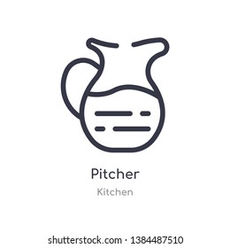 pitcher outline icon. isolated line vector illustration from kitchen collection. editable thin stroke pitcher icon on white background