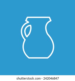 pitcher outline icon, isolated, white on the blue background. Exclusive Symbols 