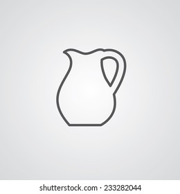 pitcher outline thin symbol, dark on white background, logo editable, creative template