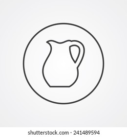 pitcher outline thin symbol, dark on white background, logo editable, creative template 