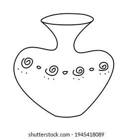 pitcher outline. vase. capacity. jug. dishes. vector hand drawn illustration in doodle style.