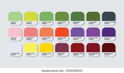 Pitcher Plant Flower Color Palette, Pitcher Plant Flower Color Guide Palette with Color Names. Catalog Samples of Pitcher Plant colors with RGB HEX code. hallowing Fashion Trend color tone shades