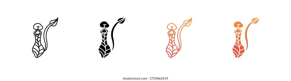 Vector de conjunto de iconos de estilo múltiple de planta de jarra