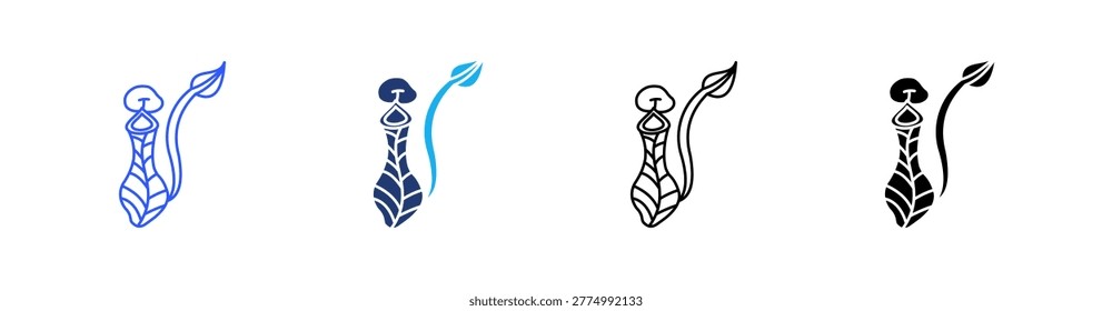 Pitcher Plant Multiple Style Icon Set Vector