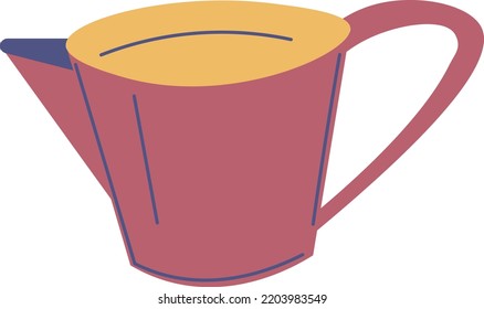 Pitcher pot for making and brewing coffee, isolated cooking morning breakfast. Dishware and kitchenware for household chores, container with handle and nose for pouring. Vector in flat style