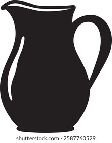 Pitcher Silhouette Vector Illustration on White Background